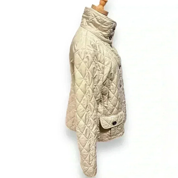 Burberry Nova Check Diamond Quilted Beige Barn Button Jacket Coat Size XL - Picture 5 of 14